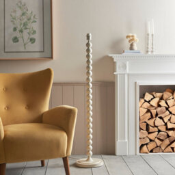 Loops Stylish 1327mm Tall Floor Lamp In Gloss Almond White With E27 Led Compatibility - thumbnail 2