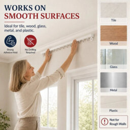 300Cm Self Adhesive Curtain Track Curtain Rails,no-Damage Ceiling Curtain Track - thumbnail 2