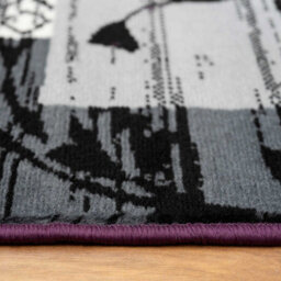 Loomed Purple Black Grey Floral Patchwork Living Room Rug 240X330Cm - thumbnail 5