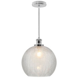 Long Life Lamps Company Crackle Glass Pendant Light Round Globe Shade Chrome Ceiling Lamp Holder H3043 - thumbnail 4
