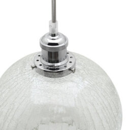 Long Life Lamps Company Crackle Glass Pendant Light Round Globe Shade Chrome Ceiling Lamp Holder H3043 - thumbnail 5