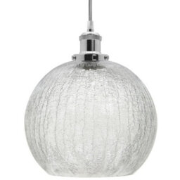 Long Life Lamps Company Crackle Glass Pendant Light Round Globe Shade Chrome Ceiling Lamp Holder H3043 - thumbnail 3