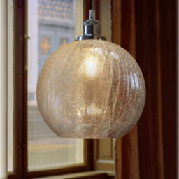 Long Life Lamps Company Crackle Glass Pendant Light Round Globe Shade Chrome Ceiling Lamp Holder H3043 - thumbnail 6