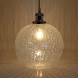 Long Life Lamps Company Crackle Glass Pendant Light Round Globe Shade Chrome Ceiling Lamp Holder H3043 - thumbnail 7