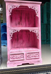 Serenityy Albasia Bathroom Cabinet Pinkwash - Handmade Indonesian Wood, 120Cm H X 66.7Cm W X 40Cm D - thumbnail 1