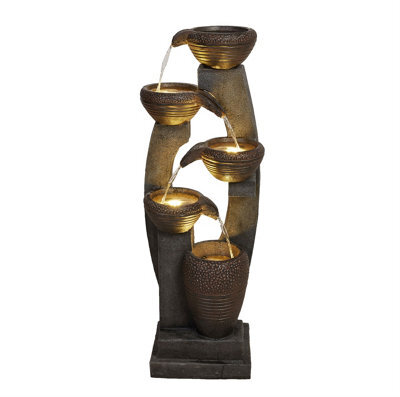 Outdoor Living UK Solar Milford Pouring Bowls Modern Water Feature Without Cover