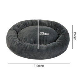 Skylos Dog Bed Donut Cushion Plush Calming Washable Large Pet Beds Grey - thumbnail 9