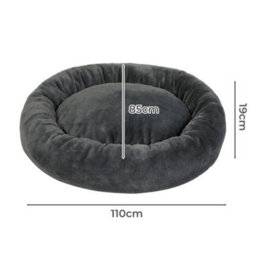 Skylos Dog Bed Donut Cushion Plush Calming Washable Large Pet Beds Grey - thumbnail 4