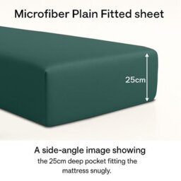 Oxford Homeware Emerald Plain Dyed Fitted Sheet 25Cm Extra Deep Pocket Soft Easy Care Bedding Sheet (W)137Cmx(L)191Cm (Double) - thumbnail 2