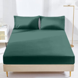 Oxford Homeware Emerald Plain Dyed Fitted Sheet 25Cm Extra Deep Pocket Soft Easy Care Bedding Sheet (W)137Cmx(L)191Cm (Double) - thumbnail 1