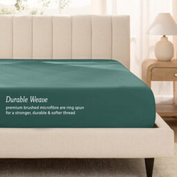 Oxford Homeware Emerald Plain Dyed Fitted Sheet 25Cm Extra Deep Pocket Soft Easy Care Bedding Sheet (W)137Cmx(L)191Cm (Double) - thumbnail 3