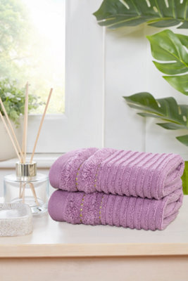 Rapport Home Linear Pure Cotton Face Towel Lavendar Pink - image 1