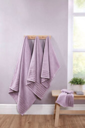 Rapport Home Linear Pure Cotton Face Towel Lavendar Pink - thumbnail 2