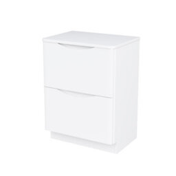 Nes Home Merton 600mm Gloss White 2 Drawer Work Top Freestanding Vanity Unit Bathroom - thumbnail 5