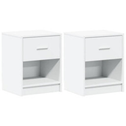 Berkfield Bedside Cabinets 2 Pcs With Drawer White 40X34X50 Cm - thumbnail 2