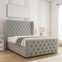 Bsspoke Anna Divan Bed Set Silver Plush Velvet With 54Inch Headboard & Footboard No Mattress No Drawers In 3Ft 4Ft 4Ft6 5Ft 6Ft - thumbnail 2