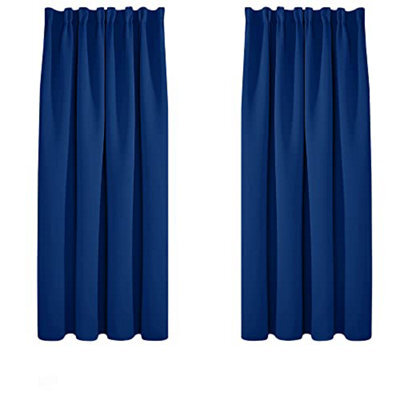 Deconovo Super Soft Curtains Thermal Insulated Blackout Curtains Pencil Pleat Curtains 52X54 Inch Blue 2 Panels - image 1