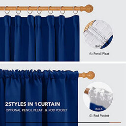 Deconovo Super Soft Curtains Thermal Insulated Blackout Curtains Pencil Pleat Curtains 52X54 Inch Blue 2 Panels - thumbnail 4