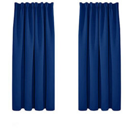 Deconovo Super Soft Curtains Thermal Insulated Blackout Curtains Pencil Pleat Curtains 52X54 Inch Blue 2 Panels - thumbnail 1