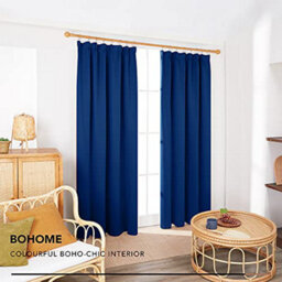 Deconovo Super Soft Curtains Thermal Insulated Blackout Curtains Pencil Pleat Curtains 52X54 Inch Blue 2 Panels - thumbnail 3