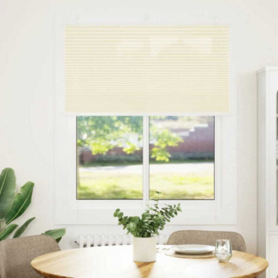 Berkfield Modern Pleated Blind Cream 105X150 Cm Fabric Width 104.4 Cm Polyester