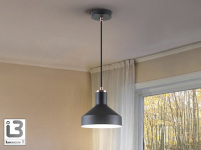 Luminosa Lighting Luminosa Irias Dome Pendant Ceiling Light Black, Copper 1Xe27 - Uk Stock - image 1