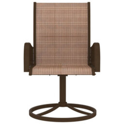 Berkfield Garden Swivel Chairs 2 Pcs Textilene And Steel Brown - thumbnail 3