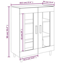 Vidaxl Sideboard Grey Sonoma 69.5X34X90 Cm Engineered Wood - thumbnail 3