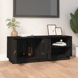 Berkfield Tv Cabinet Black 105X34X40 Cm Solid Wood Pine - thumbnail 3