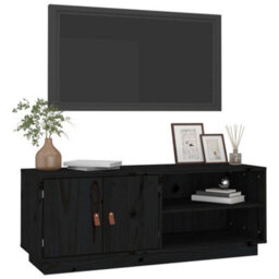 Berkfield Tv Cabinet Black 105X34X40 Cm Solid Wood Pine - thumbnail 4