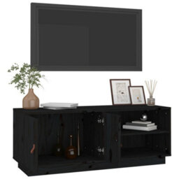 Berkfield Tv Cabinet Black 105X34X40 Cm Solid Wood Pine - thumbnail 5