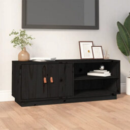 Berkfield Tv Cabinet Black 105X34X40 Cm Solid Wood Pine - thumbnail 1