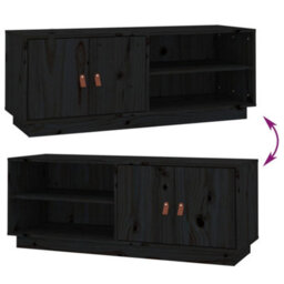 Berkfield Tv Cabinet Black 105X34X40 Cm Solid Wood Pine - thumbnail 9