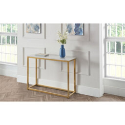 Ashfield White Marble Top Console Table With Gold Framing - thumbnail 1
