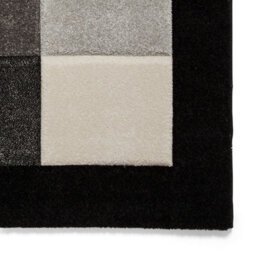 Black Grey Modern Geometric Bordered Chequered Rug For Living Room Bedroom And Dining Room-80Cm X 150Cm - thumbnail 5