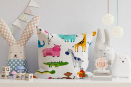 Warren Reed Designer Hand Drawn Cartoon Animals Cushions 45Cm X 45Cm - thumbnail 2