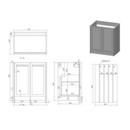 Royal Bathrooms Royal Bathroom Elmore 700mm Matt Green Freestanding Bathroom Vanity Unit 2 Door Plain White Worktop With Milan Black Basin - thumbnail 8