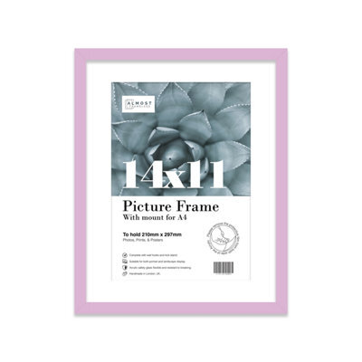 "14X11"" Lilac Frame With Mount For A4 Pictures 20mm Thin Edge Portrait And Landscape Display With Wall Hooks And Kickstand" - image 1
