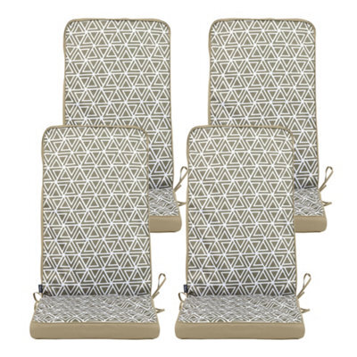 icon Outdoor High Back Seat Cushion Set Of 4 Olive Green Geometric - image 1