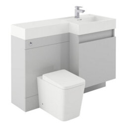 Plum&clay Solstice Gloss Light Grey Right Hand Bathroom Vanity Basin & Wc Unit Combination (W)1200mm (H)890mm - thumbnail 1