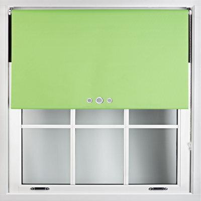 Furnished Blackout Roller Blinds With Triple Round Eyelets & Metal Fittings - Lime Green (W)85Cm (L)165Cm
