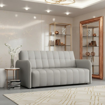Viva Grand Iv Sofa Bed With Storage And Wooden Legs, Wavy Springs, Sleep Function Size 165X98X85 Cm Light Grey - image 1