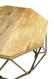 Elm Home And Products Elm Home And Garden Solid Mango Wood Coffee Table Grey Gun Metal Frame Fully Assembled Oak Finish 38 X 67 X 67Cm - thumbnail 3