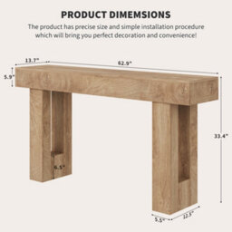 London Boutique Console Table, 160 Cm Behind Sofa Table With Wood Grain Finish, Easy To Assemble Hallway Table For Entryway - thumbnail 3
