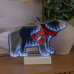 Samuel Alexander 27Cm Polar Bear Infinity Mirror Light Up Decoration With Red & White Leds - thumbnail 1