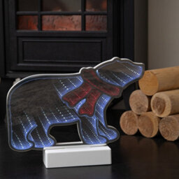 Samuel Alexander 27Cm Polar Bear Infinity Mirror Light Up Decoration With Red & White Leds - thumbnail 4