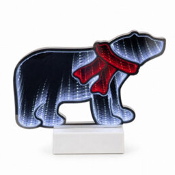 Samuel Alexander 27Cm Polar Bear Infinity Mirror Light Up Decoration With Red & White Leds - thumbnail 7