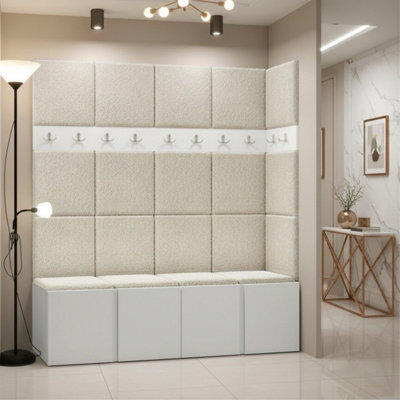 Anteroom Set Orion Ii White Shoe Cabinet Hangers Cream Panels - image 1