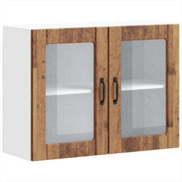 Berkfield Durable Kitchen Wall Cabinet With Glass Door Lucca Old Wood Engineered Wood