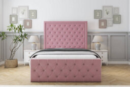 "Sloomy Vienna Pink Plush Bed Frame With Mattress With 50"" Upholstered Headboard 4' Small Double" - thumbnail 1